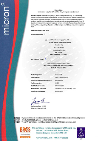 Joyful Nutritional Certificates